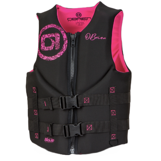O'Brien Women's Traditional Life Jacket in Black and Pink