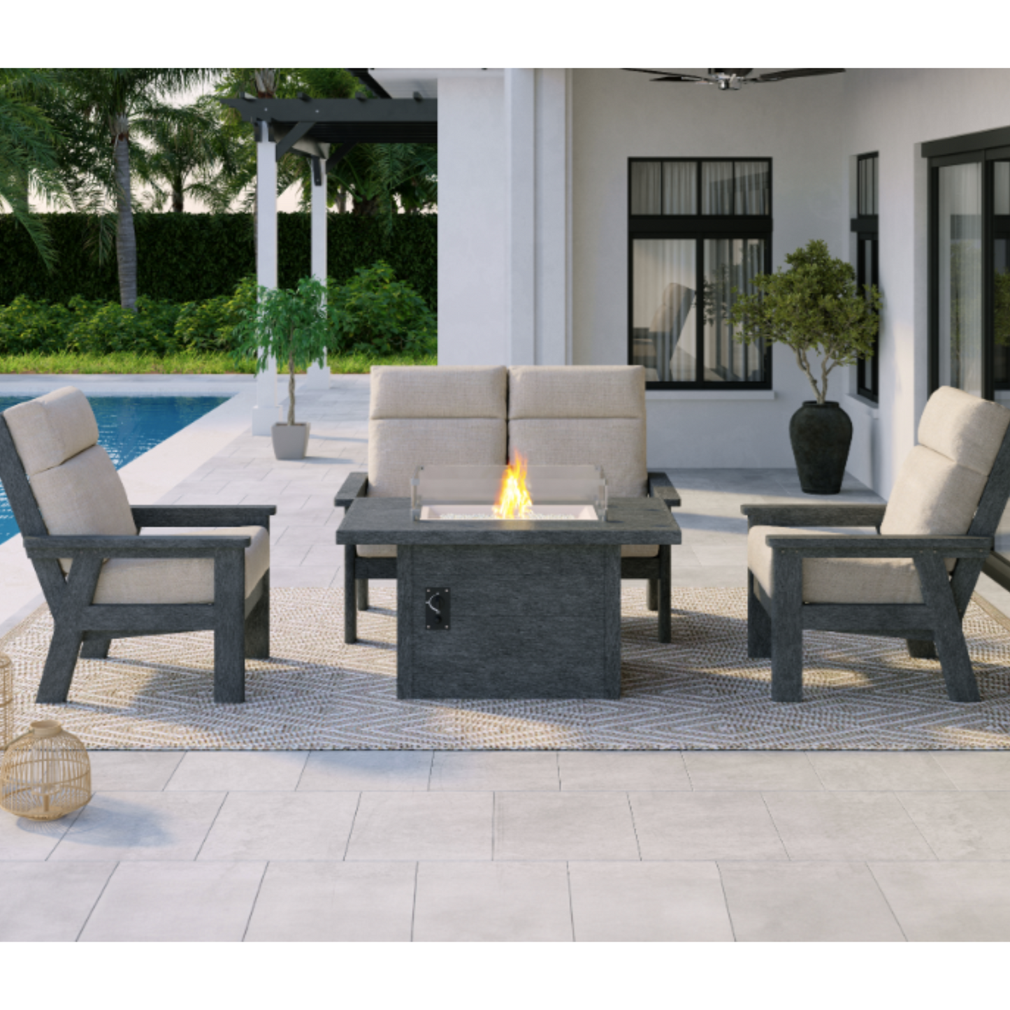 Charleston Loveseat & 2 Club Chairs