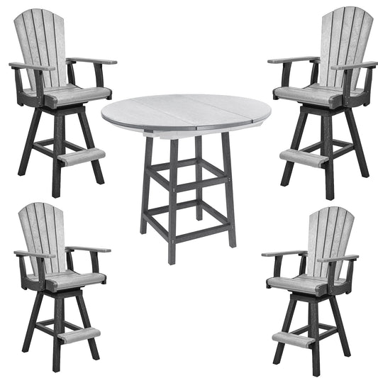 40" Round Pub Table & 4 Swivel Pub Chairs