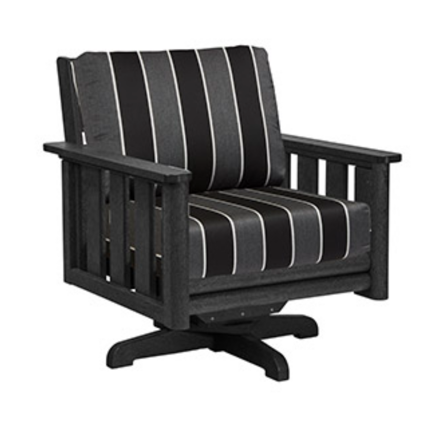 C.R.P. Stratford Swivel Chair in frame colour black and cushion colour peyton granite