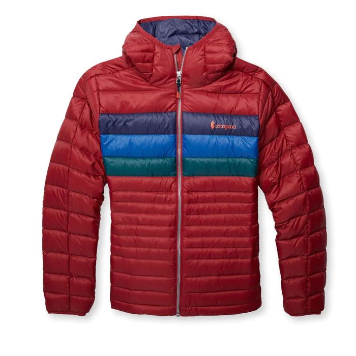 Cotopaxi Fuego Down Hooded Jacket in Currant Stripes