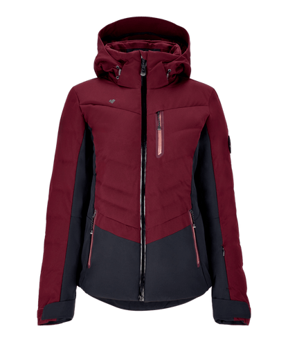 Maroon and black jacket with a hood on a transparent background