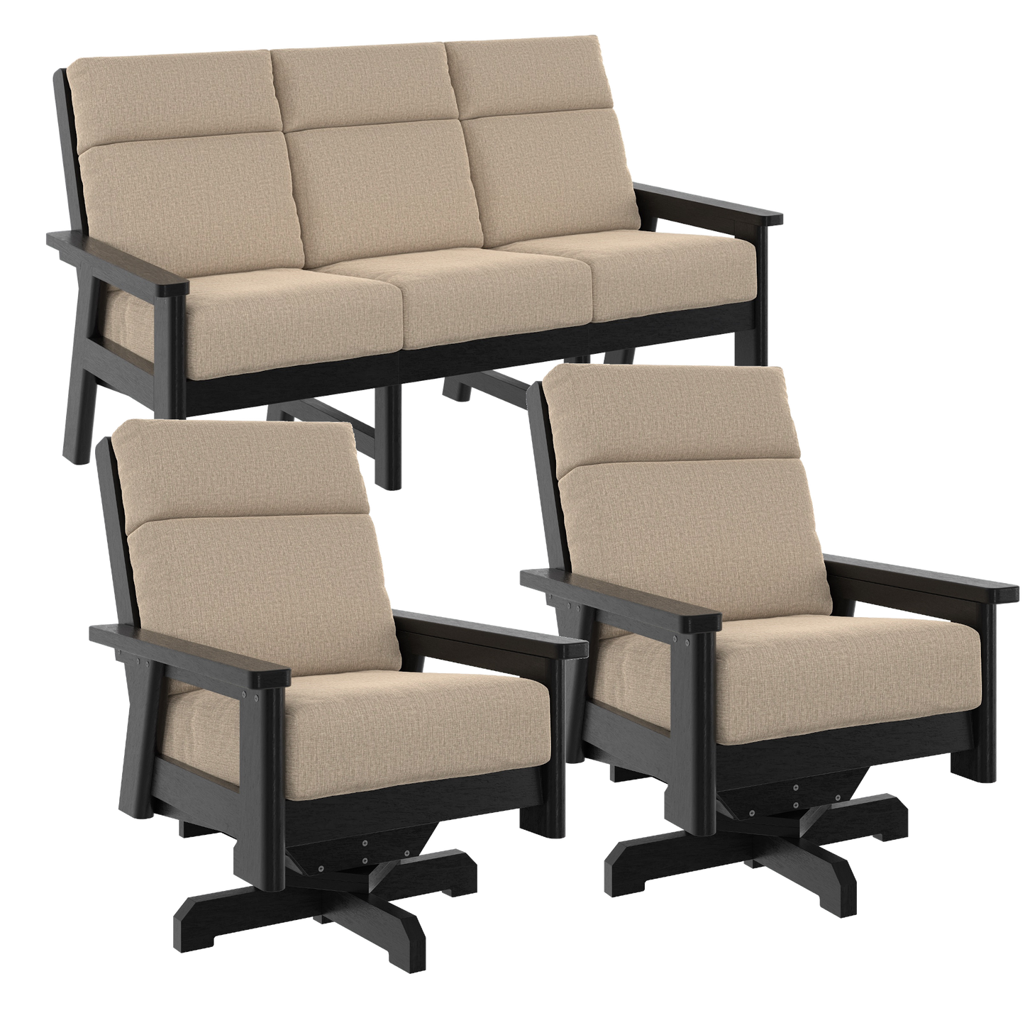 Charleston Sofa & 2 Swivel Chairs