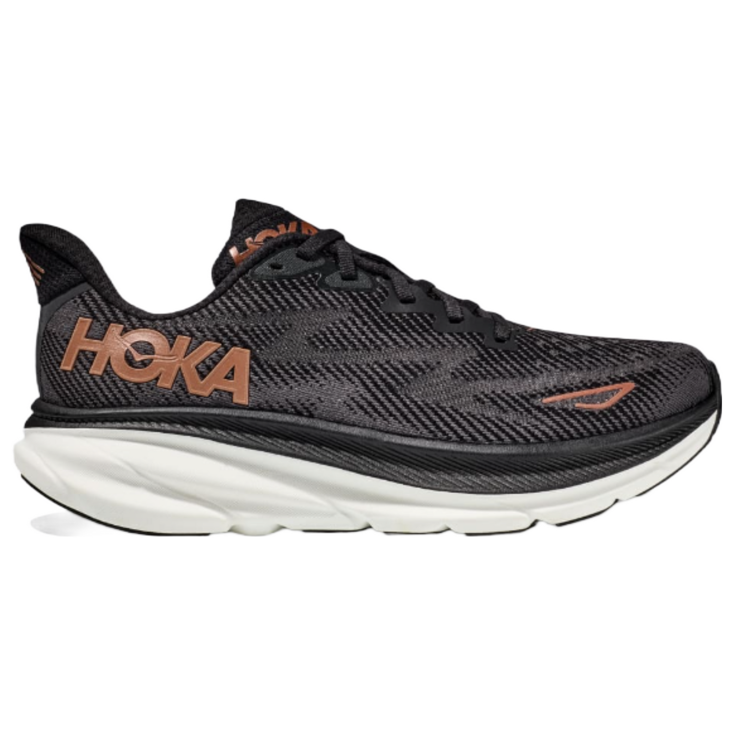 Hoka Women's Clifton 9 in Black and Copper