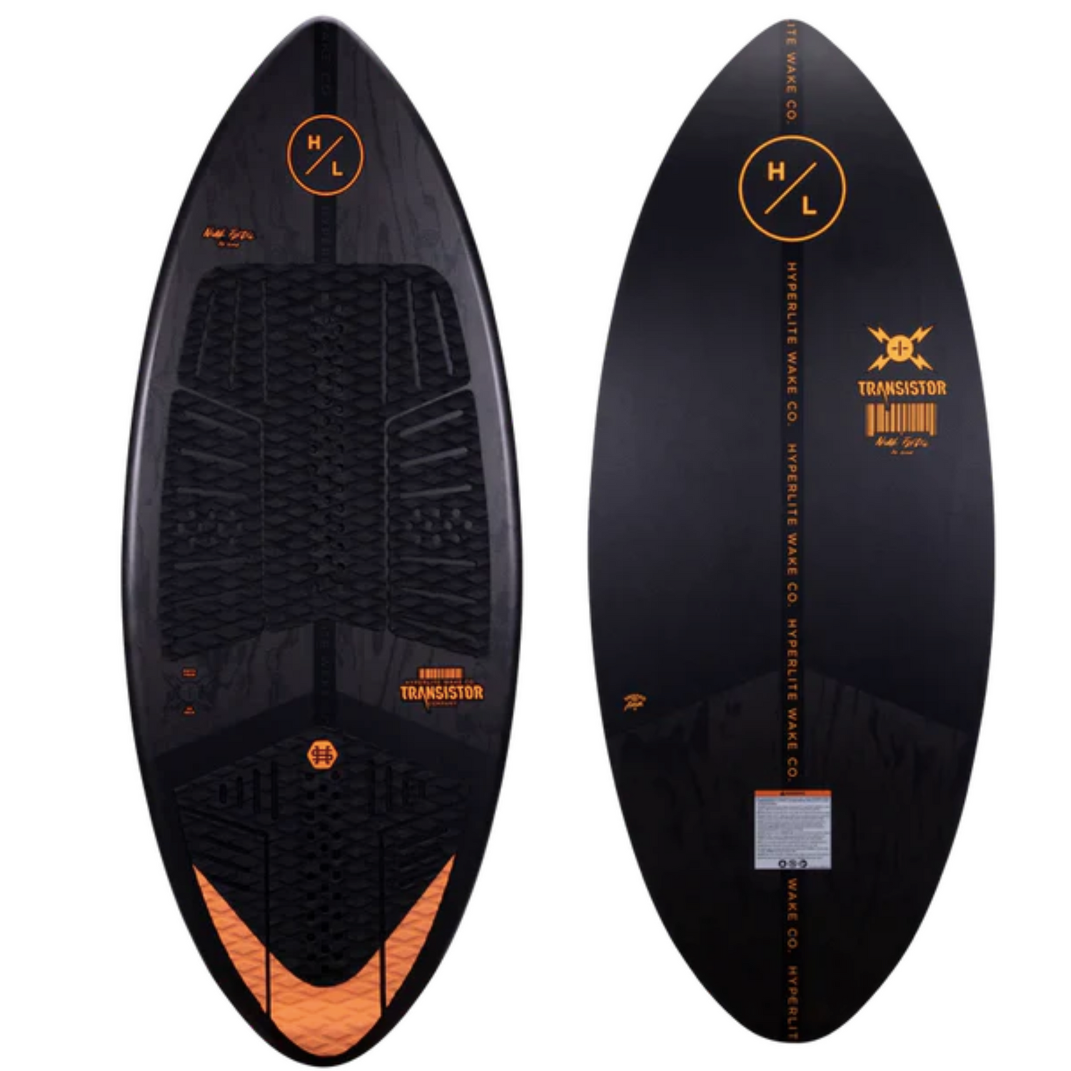 Hyperlite 54" Transistor wake surf board in orange and black 