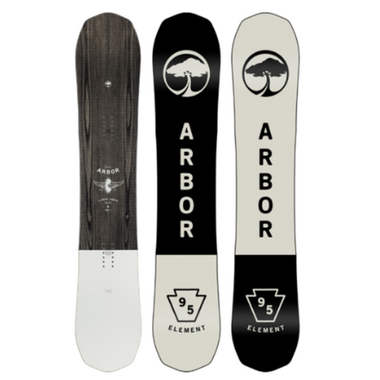 Arbor Element camber all-mountain snowboard in white and black