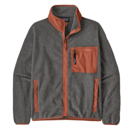 Patagonia Women's Synchilla Jacket in Nickel and Burl Red