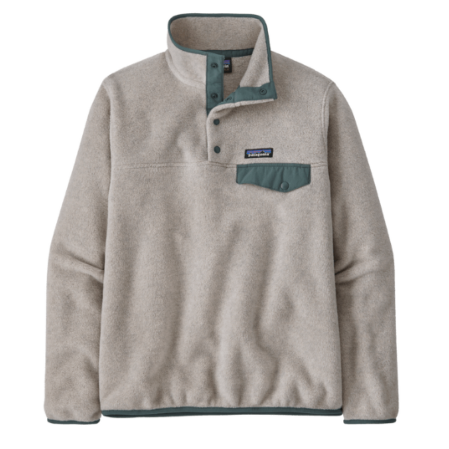 Patagonia Women's LW Synch Snap-T Pullover in oatmeal and green