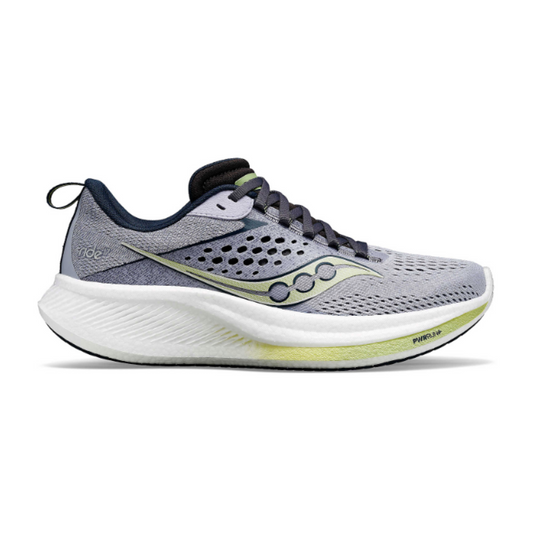 Saucony Women's ride 17 running shoes in iris and  black