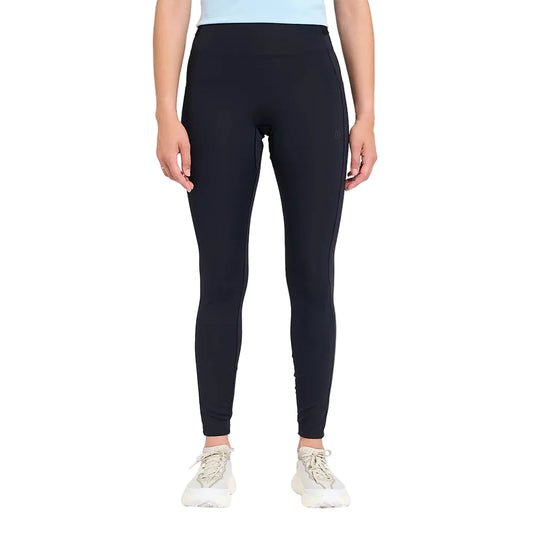 Person wearing black leggings on a white background