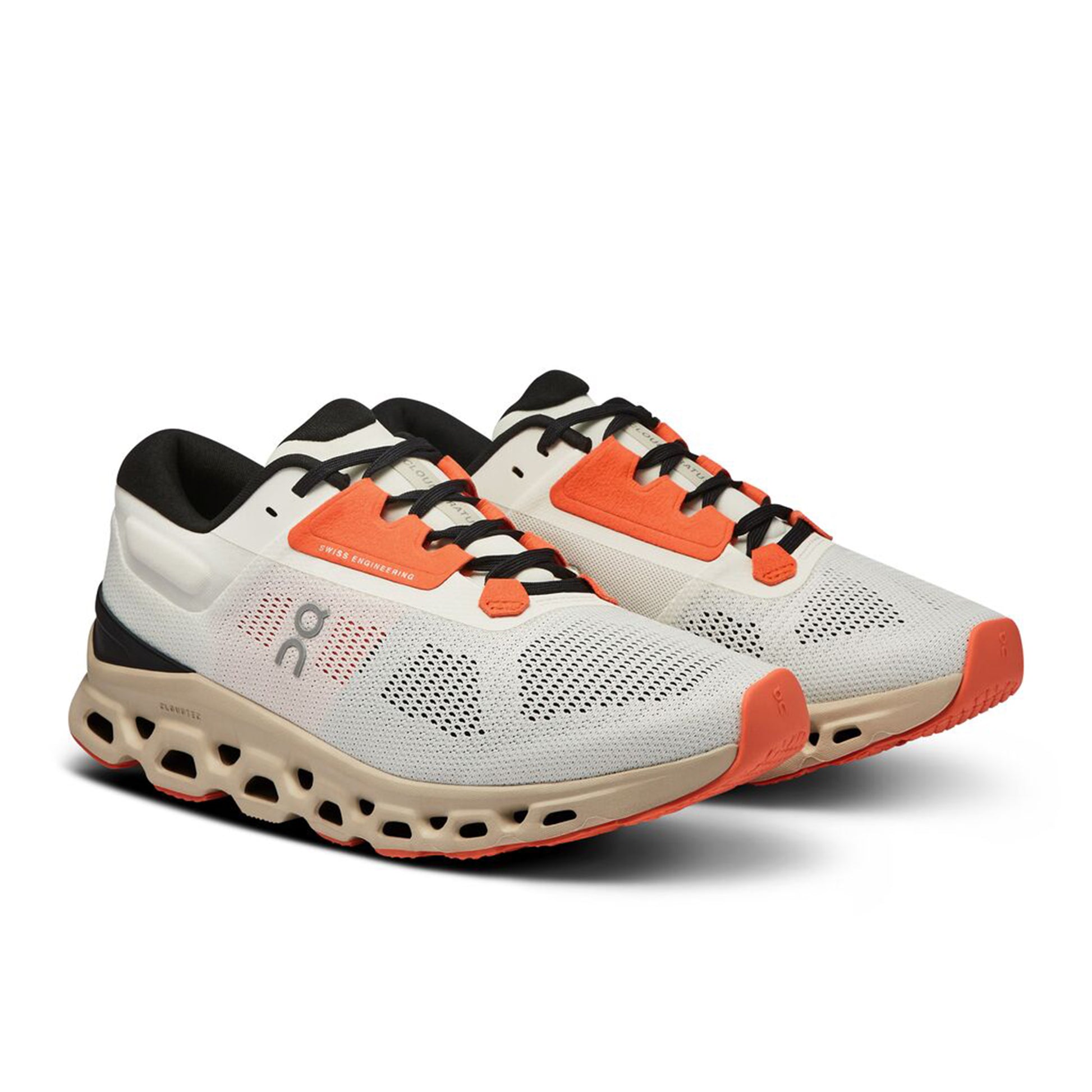 On Men's CloudStratus 3 in Undyed-White/Sand