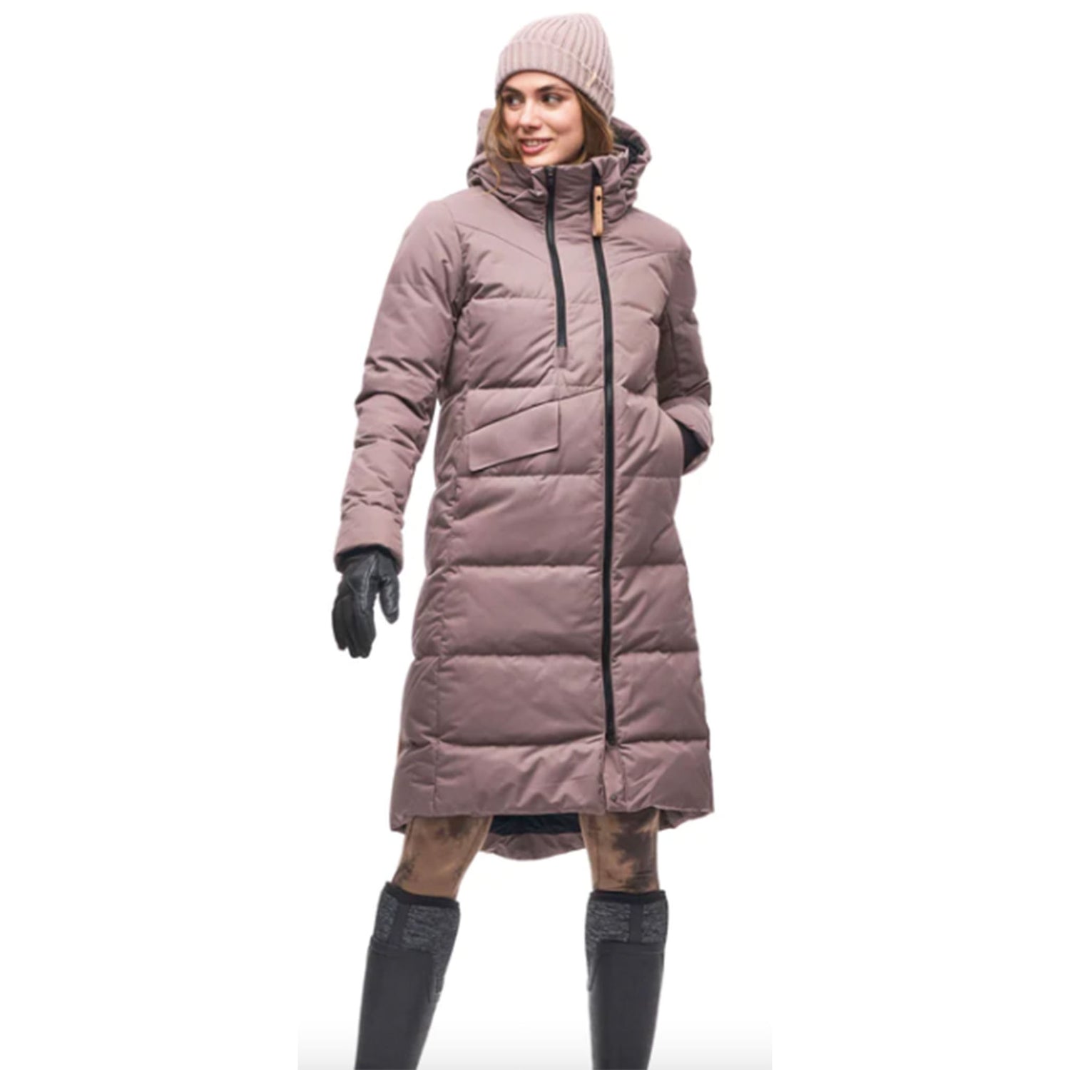 Indyeva Maco Quilted Down Blend Parka in Peppercorn front view