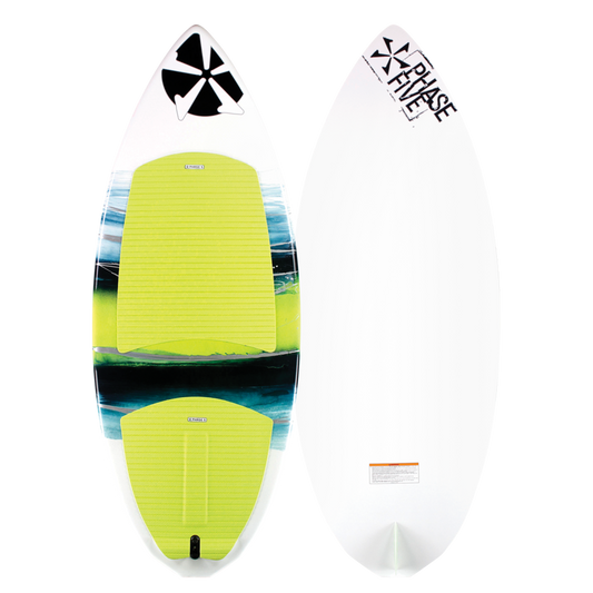 Top(left) and Bottom(right) view of the Phase 5 Diamond cl Wake surf board