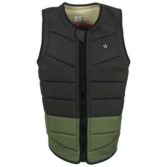 Phase 5 Men's Pro impact surf vest in black and green front side picture