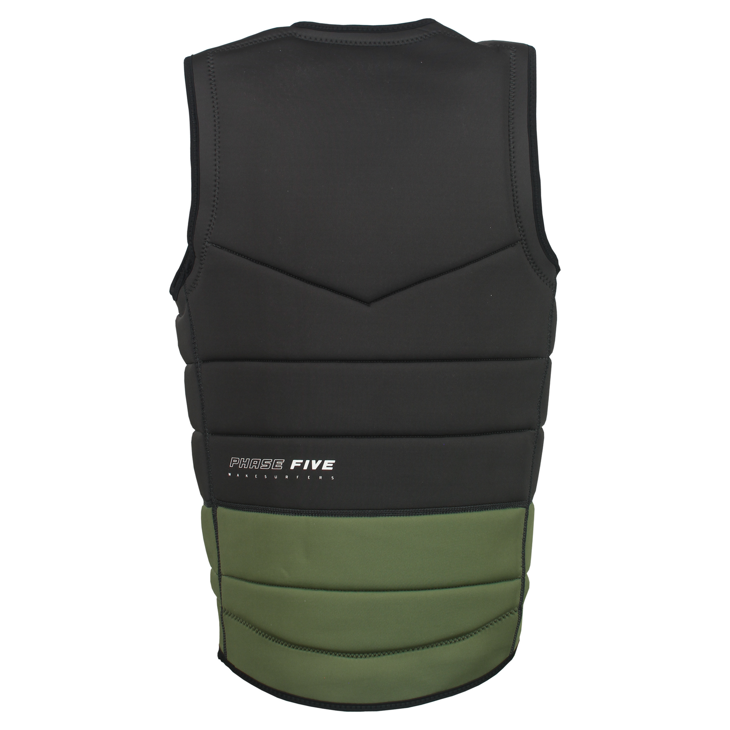 Phase 5 Men's Pro impact surf vest in black and green back side picture