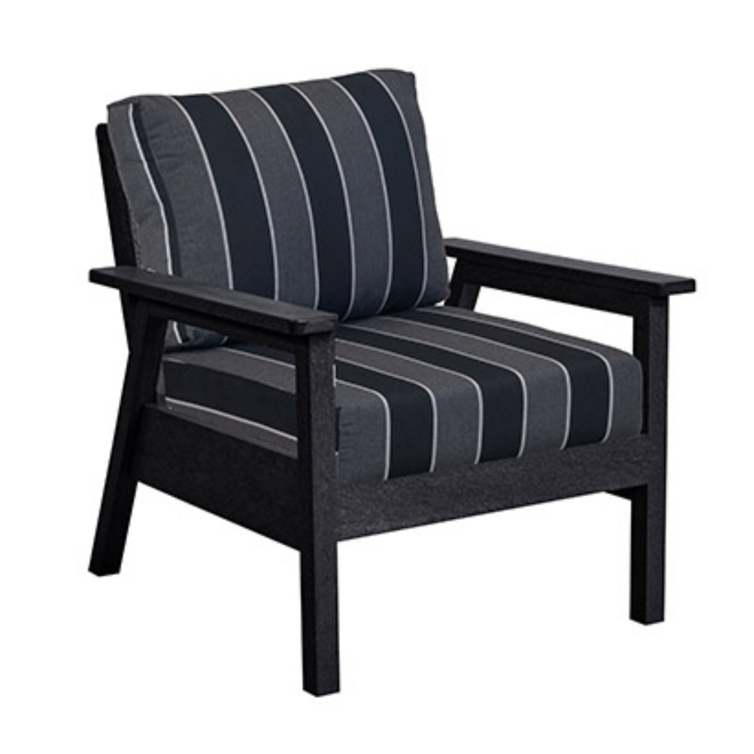 C.R.P. Club Chair in frame colour black and cushion colour peyton granite