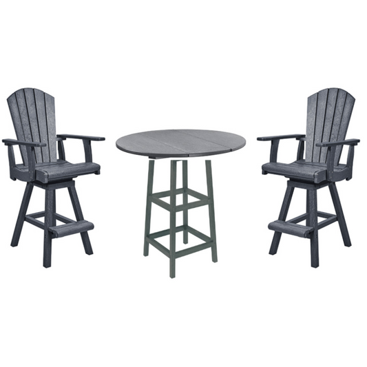 C.R.P. Swivel Pub Set in frame colour slate grey, with chairs and swivel chairs