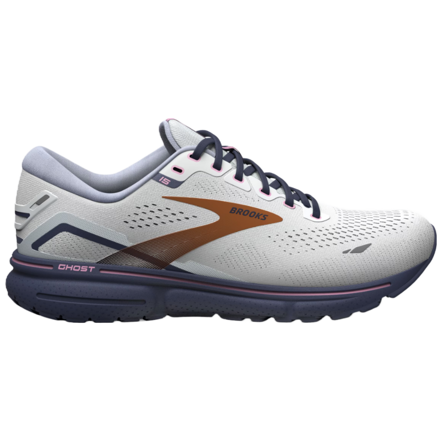 Brooks Women's Ghost 15 in White/Purple/Pink