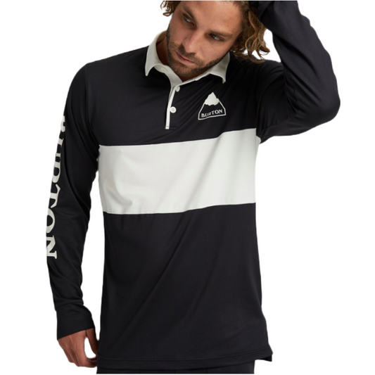 Burton Men's Midweight Base Layer Rugby Shirt in Black and White