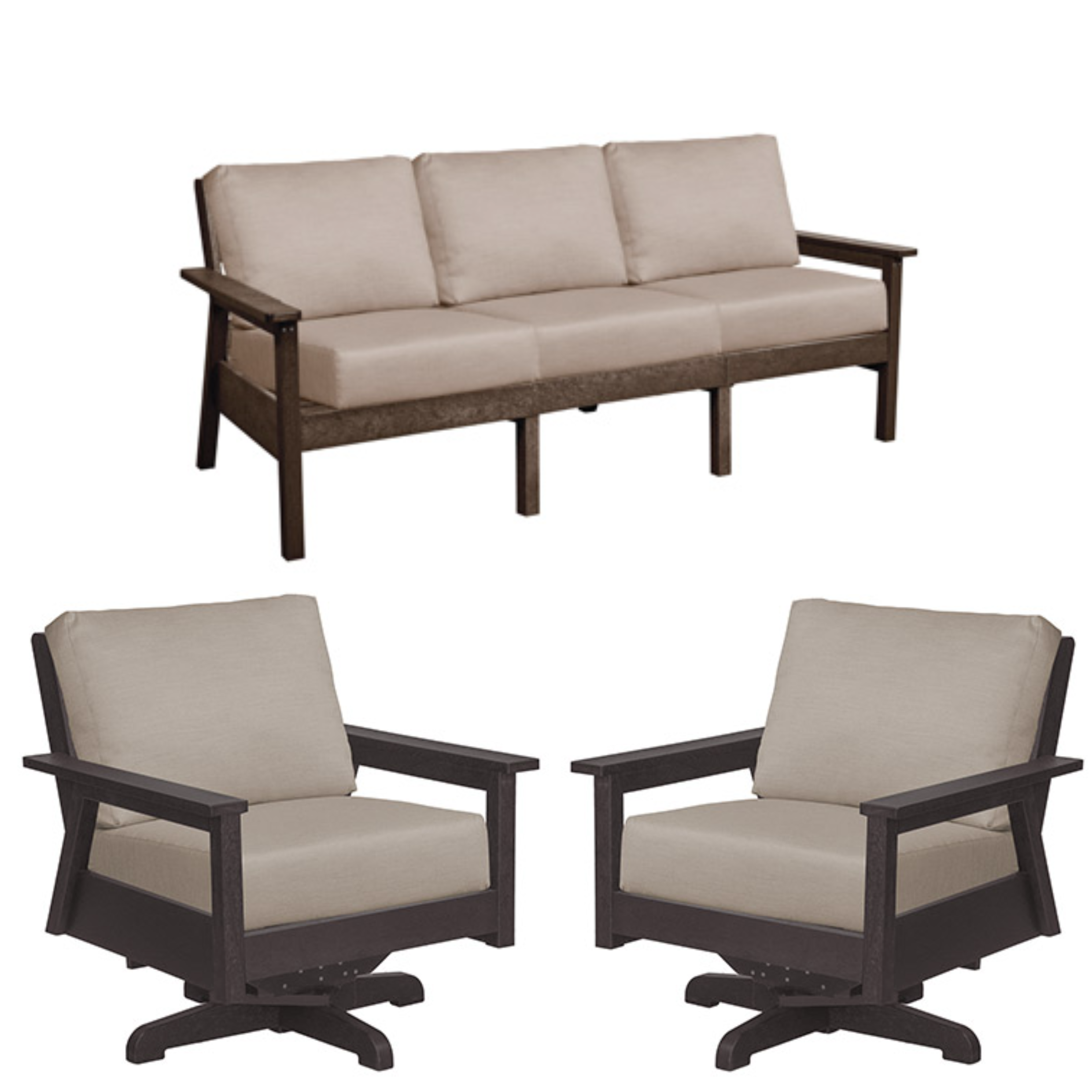 Tofino Sofa and Two Swivel Chairs Sunshine and Ski Patio Furniture