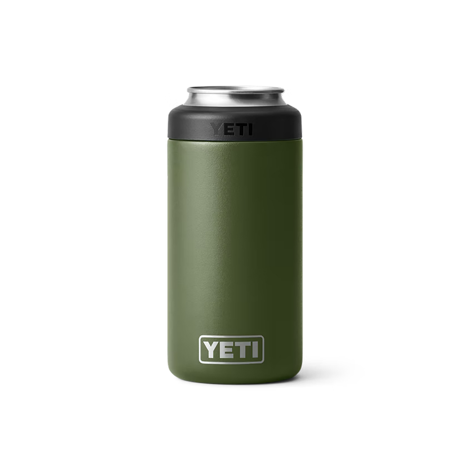 front view of the yeti rambler colster tall in the colour highlands olive