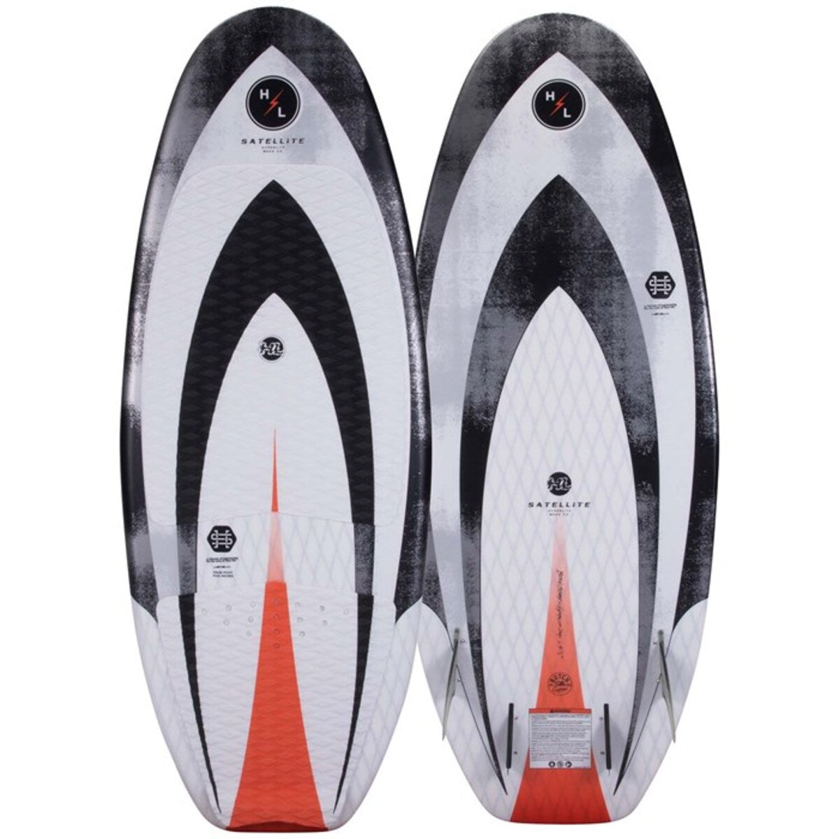 top(left) and bottom(right) view of the Hyperlite Satellite Surfboard
