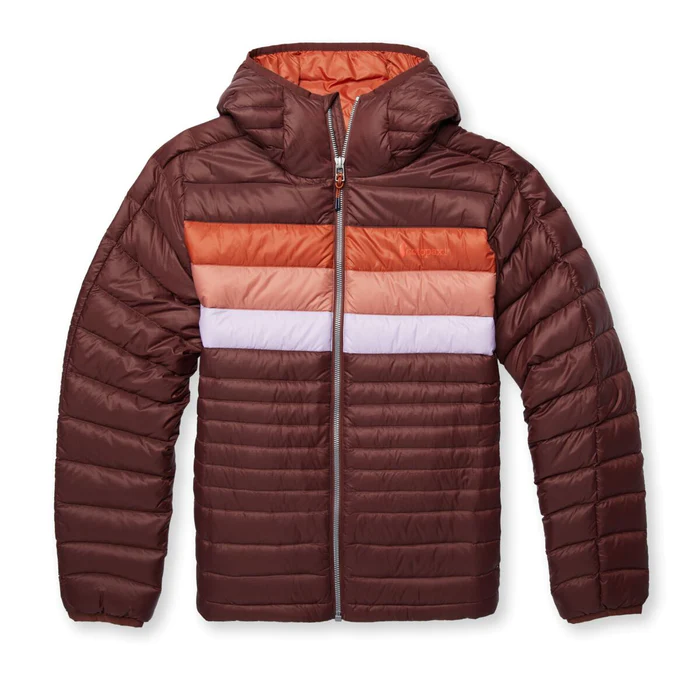 Cotopaxi Fuego Down Hooded Jacket on Chestnut stripe