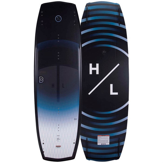 Birds eye view (left) and bottom view (right) of the Hyperlite Baseline Wakeboard
