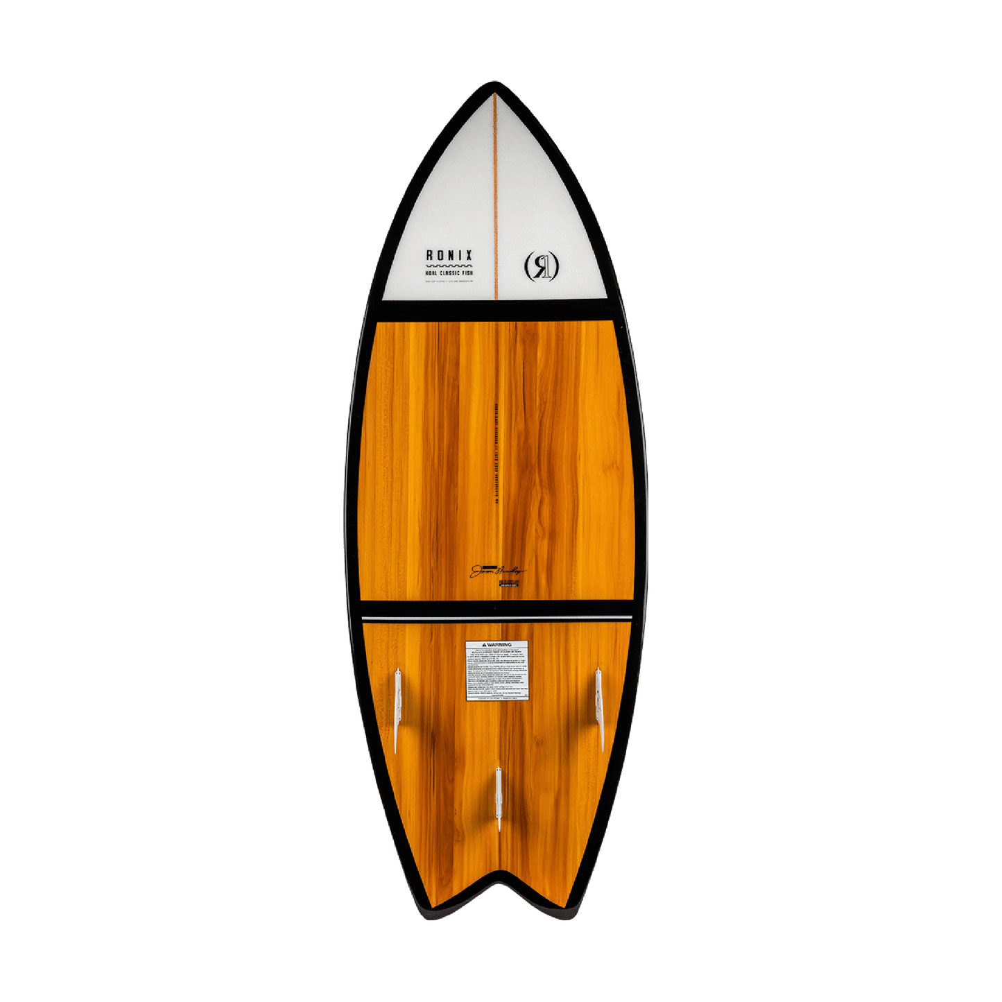 bottom view of the Ronix Koal Classic Fish wake surf board
