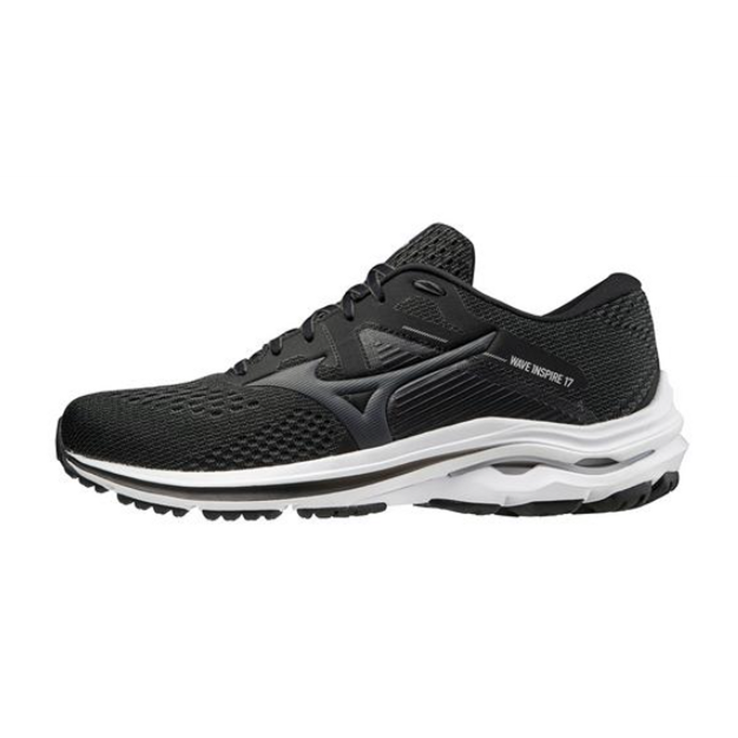 Men's Mizuno Wave Inspire 17 running shoe in colour black.