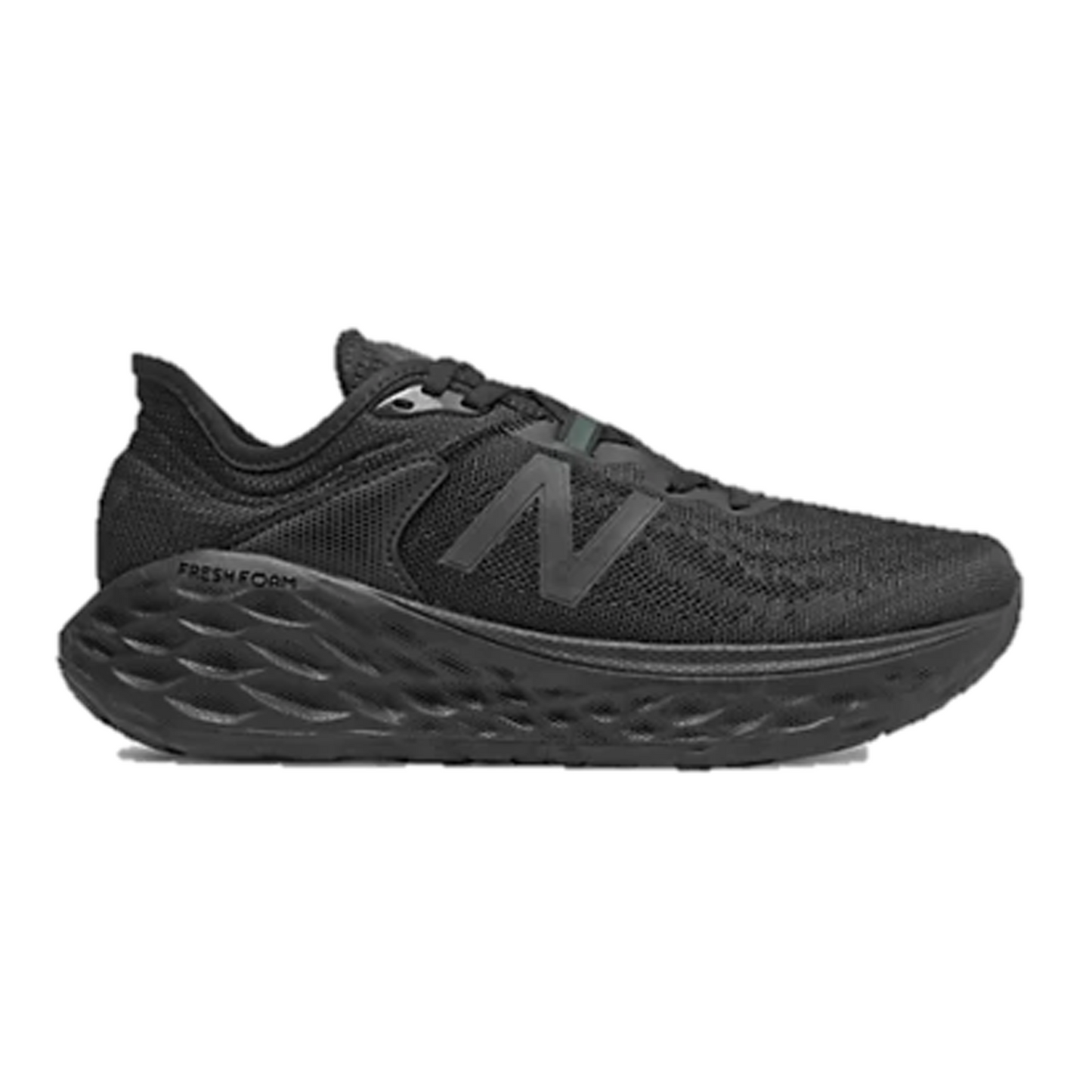Women's New Balance More V2 running shoe, in colour all black.  
