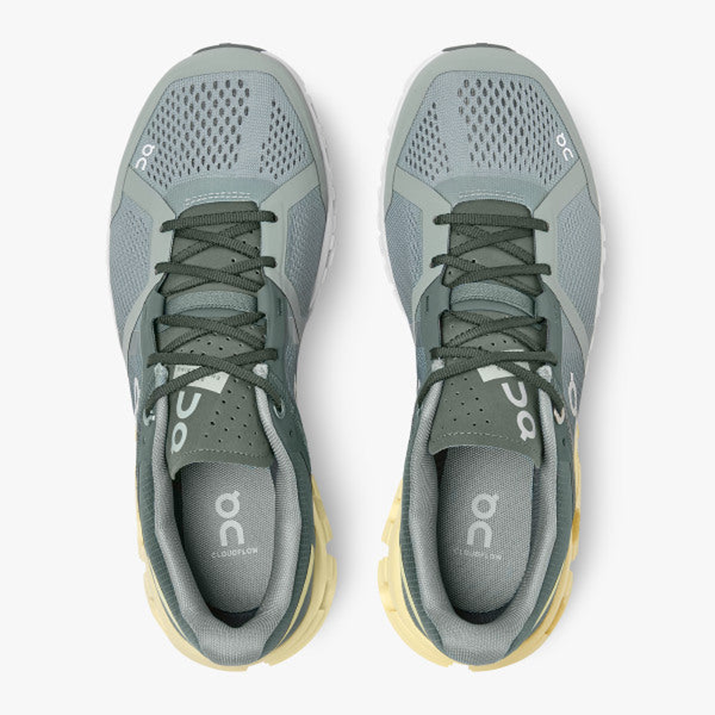 top view of The Women's On Cloudflow running shoes in the colour sea/limelight