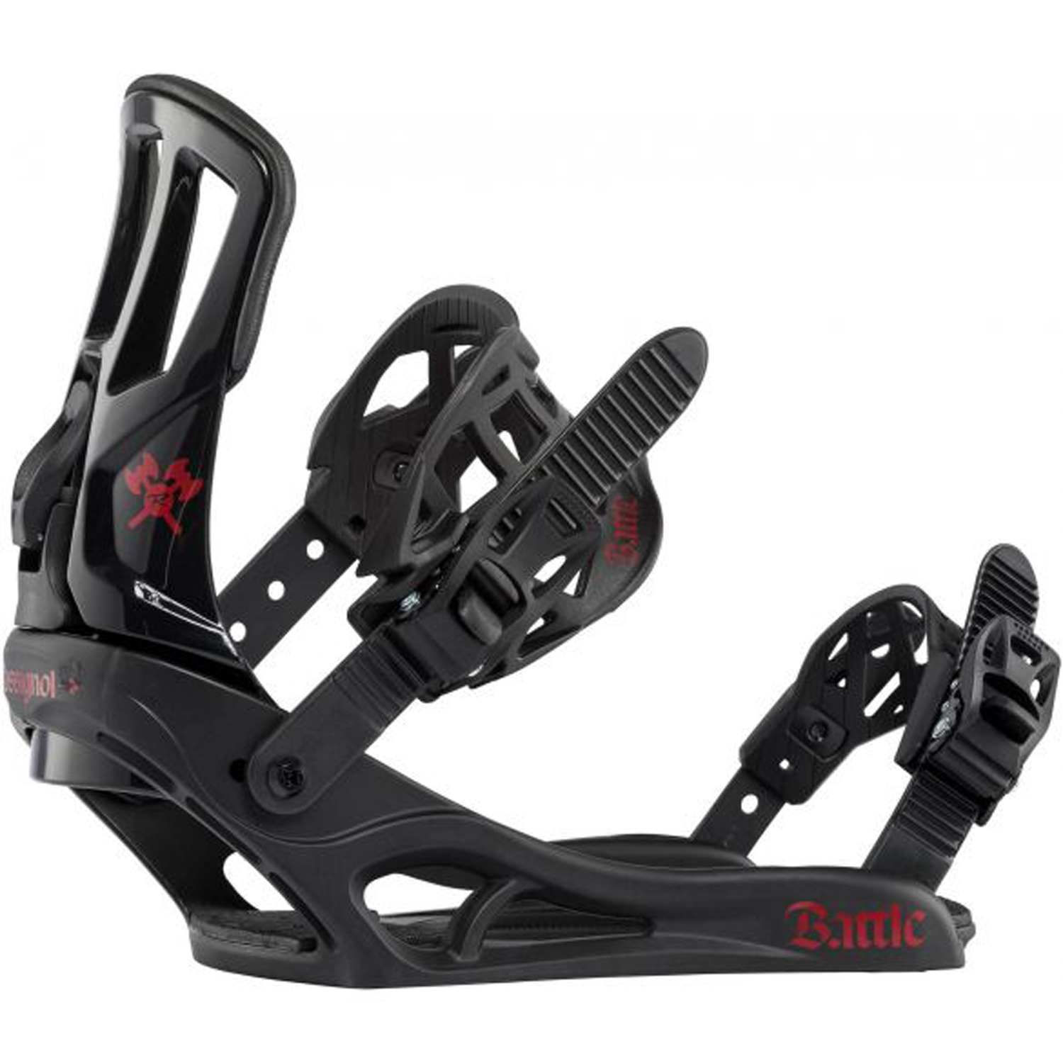 The Rossignol Battle snowboard binding in black and red